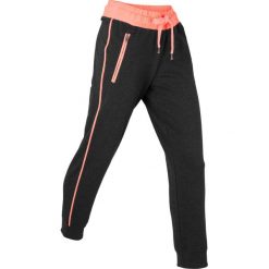 Spodnie sportowe, dł. 7/8, Level 1 bonprix czarno-łososiowy neonowy melanż. Czarne spodnie damskie bonprix, bez wzorów, na fitness i siłownię. Za 34,99 zł.