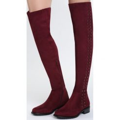 Buty zimowe damskie: Bordowe Kozaki Moons