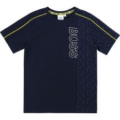 Boss - T-shirt dziecięcy 164-176 cm. Niebieskie t-shirty chłopięce Boss, z nadrukiem, z dzianiny, bez rękawów. Za 229,90 zł.