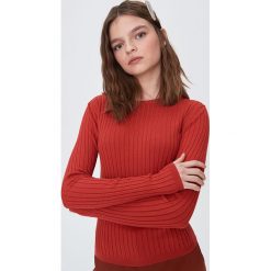 Prążkowany sweter - Pomarańczowy. Pomarańczowe swetry damskie Sinsay, s, bez wzorów, prążkowane, bez rękawów, bez kaptura. Za 39,99 zł.
