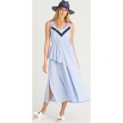 SUKIENKA OLGA Sportmax Code. Niebieskie sukienki damskie Sportmax Code, na co dzień, m, bez wzorów, z bawełny, z okrągłym kołnierzem, bez rękawów, midi, proste. Za 670,00 zł.