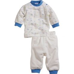 Piżama w kolorze biało-niebieskim. Niebieskie piżamy niemowlęce Playshoes, Schnizler, bez wzorów, z bawełny. W wyprzedaży za 27,95 zł.