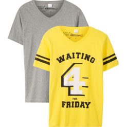 T-shirt (2 szt.) bonprix jasnoszary melanż - limonka. Szare t-shirty chłopięce bonprix, z nadrukiem. Za 35,98 zł.