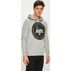 Hype - Bluza. Szare bluzy męskie Hype, xl, z nadrukiem, z bawełny, z kapturem, bez rękawów, z kapturem. W wyprzedaży za 149,90 zł.