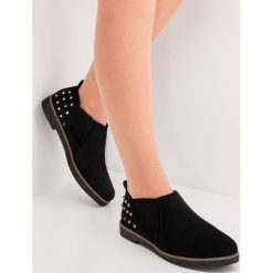 Botki damskie Foreverfolie LX157 Czarne. Czarne botki damskie Foreverfolie, z tworzywa sztucznego, eleganckie, bez obcasa, na obcasie, bez zapięcia. Za 49,00 zł.