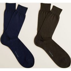 Mango Man - Skarpety Scotliam (2-pack). Niebieskie skarpetki męskie marki Mango Man, bez wzorów, z bawełny. Za 59,90 zł.