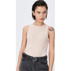 Top z dekoltem halter - Beżowy. Brązowe topy damskie Sinsay, xl, bez wzorów, bez kołnierzyka. Za 14,99 zł.
