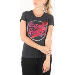 SuperDry Koszulka Czarny. Czarne koszulki damskie Superdry, s, z haftami, z bawełny, bez kołnierzyka, z krótkim rękawem. Za 180,95 zł.
