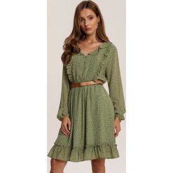 Zielona Sukienka Trisrieth. Zielone sukienki damskie Renee, s, bez wzorów, bez kołnierzyka, bez rękawów, mini. Za 139,99 zł.