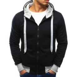Bluzy męskie: Bluza męska z kapturem rozpinana czarna (bx3019)