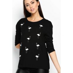 Bluzki asymetryczne: Czarna Bluzka Coming Flamingo