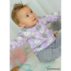 Bluzy dziewczęce: Fioletowa bluza dziecięca króliczki