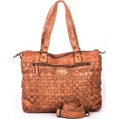 Torby na laptopa: Skórzana torebka w kolorze szarobrązowym – 38 x 29 x 15 cm