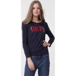 Granatowa Bluza Lady Boss. Niebieskie bluzy damskie Born2be, uniwersalny, z nadrukiem, długie. Za 69,99 zł.