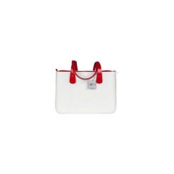TORBA LARGE ELEGANT WHITE HANDLE RED. Białe torebki klasyczne damskie Doubleu bag, bez wzorów. Za 239,20 zł.