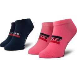 Zestaw 2 par stopek damskich LEVI'S - 37157-0163 Pink Combo. Różowe skarpetki damskie bez wzorów, z elastanu. Za 29,00 zł.