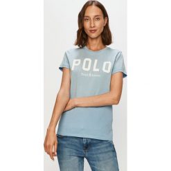 Polo Ralph Lauren - T-shirt. Niebieskie bluzki damskie Polo Ralph Lauren, s, z nadrukiem, z bawełny, z okrągłym kołnierzem. Za 299,90 zł.