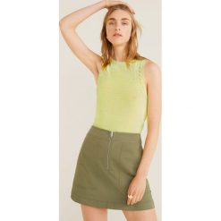 Mango - Top Morfeo. Żółte bluzki damskie Mango, s, bez wzorów, z bawełny, z okrągłym kołnierzem. W wyprzedaży za 39,90 zł.