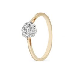 RABAT Złoty Pierścionek - złoto 585, Brylant 0,12ct,diament 0,03ct. Żółte pierścionki damskie W.KRUK, z brylantem, złote. W wyprzedaży za 980,00 zł.