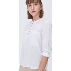 Bluzka z zamkiem - Biały. Białe bluzki damskie Sinsay, s, bez wzorów, bez kołnierzyka, bez rękawów. Za 49,99 zł.