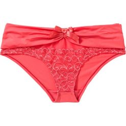 Figi "panty" bonprix koralowy. Różowe majtki damskie bonprix, w koronkowe wzory, z koronki. Za 34,99 zł.