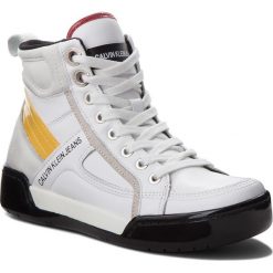 Sneakersy CALVIN KLEIN JEANS - Nikole R0806 White/White/Sunflowe. Białe półbuty damskie Calvin Klein Jeans, z jeansu. W wyprzedaży za 449,00 zł.