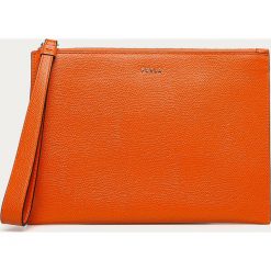 Furla - Kopertówka skórzana Babylon. Pomarańczowe kopertówki damskie Furla, w paski, z poliesteru, małe, bez dodatków. Za 419,90 zł.
