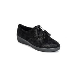 Derby FitFlop CLASSIC TASSEL SUPEROXFORD. Czarne półbuty damskie marki FitFlop, bez wzorów, bez obcasa, bez zapięcia. Za 455,20 zł.