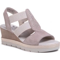Sandały JANA - 8-28311-24 Grey 200. Szare klapki damskie Jana, bez wzorów, ze skóry, bez obcasa, na koturnie. W wyprzedaży za 189,00 zł.