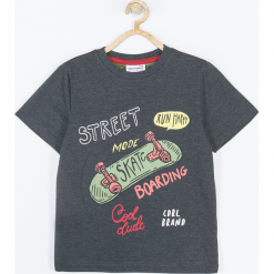 Koszulka. Szare t-shirty chłopięce NO RULES, z aplikacjami, z elastanu, z krótkim rękawem. Za 39,90 zł.