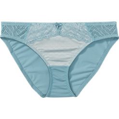 Figi bonprix szarozielono-cielisty. Zielone majtki damskie bonprix, bez wzorów, z koronki. Za 34,99 zł.
