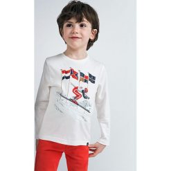 Mayoral - Longsleeve dziecięcy 92-134 cm. Białe t-shirty chłopięce Mayoral, z nadrukiem, z bawełny, z długim rękawem. Za 57,90 zł.