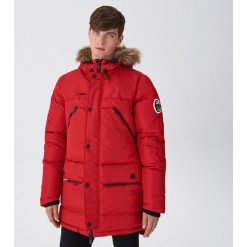 Parka z naturalnym puchem - Czerwony. Czerwone parki męskie House, s, bez wzorów, z puchu, bez kaptura. Za 449,99 zł.