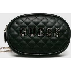 Guess Jeans - Torebka. Czarne torebki klasyczne damskie Guess Jeans, w paski, z bawełny, eleganckie, na ramię, małe, bez dodatków. W wyprzedaży za 299,90 zł.
