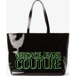 Versace Jeans - Damska torba shopper, czarny. Czarne torby damskie na zakupy Versace Jeans, z nadrukiem, z jeansu, z nadrukiem, bez dodatków. Za 589,95 zł.