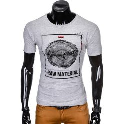 T-SHIRT MĘSKI Z NADRUKIEM S928 - SZARY. Szare t-shirty męskie z nadrukiem Ombre Clothing, m. Za 29,00 zł.