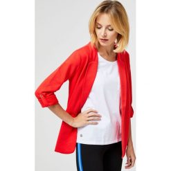 Marynarka dzianinowa. Czerwone marynarki damskie Moodo, m, bez wzorów, z bawełny. Za 59,99 zł.