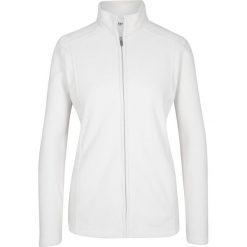 Bluza rozpinana z polaru bonprix biel wełny. Białe bluzy damskie bonprix, bez wzorów, z wełny, bez rękawów, bez kaptura. Za 54,99 zł.