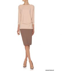 Spódnica beżowa YY600059_RAL8025. Brązowe spódniczki damskie Pakamera, bez wzorów, eleganckie, midi, ołówkowe. Za 150,00 zł.
