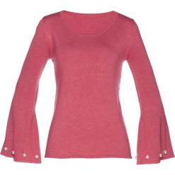 Sweter z perełkami bonprix dymny malinowy. Różowe swetry damskie bonprix, bez wzorów, bez rękawów, bez kaptura. Za 37,99 zł.