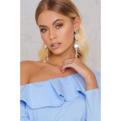 Kolczyki damskie: NA-KD Accessories Wiszące kolczyki w kształcie stopionych kół – Silver