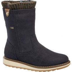 Botki damskie Tom Tailor granatowe. Niebieskie botki damskie Tom Tailor, ze skóry, bez obcasa, na zamek. Za 299,90 zł.