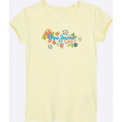 Pepe Jeans - Top dziecięce 122-176 cm. Białe topy damskie marki Pepe Jeans, z nadrukiem, z bawełny, z okrągłym kołnierzem. Za 79,90 zł.