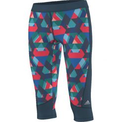 Adidas Legginsy Techfit Capri Typo Print granatowo-zielone r. L (AJ0533). Niebieskie legginsy sportowe damskie Adidas, l. Za 117,07 zł.