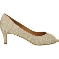 Czółenka: Beżowe czółenka peep toe
