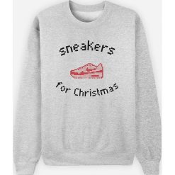 Bluza "Sneakers for Christmas" w kolorze szarym. Szare bluzy męskie Wooop, m, z nadrukiem, z okrągłym kołnierzem, bez rękawów, bez kaptura. W wyprzedaży za 89,95 zł.