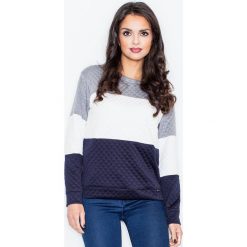 Granatowo-biała Klasyczna Prosta Pikowana Bluza. Niebieskie piżamy damskie Molly.pl, xl, bez wzorów, z jeansu, klasyczne, bez rękawów, bez kaptura. Za 111,90 zł.