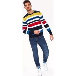 Sweter multikolorowy. Swetry męskie Top Secret, na lato, xl, w paski, z dzianiny, z okrągłym kołnierzem, bez kaptura. W wyprzedaży za 29,99 zł.