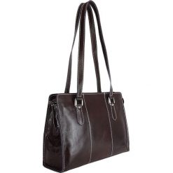 Torebki klasyczne damskie: Skórzana torebka w kolorze ciemnofioletowym – 39 x 28 x 13 cm