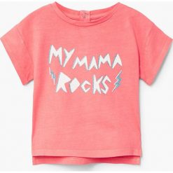 Mango Kids - Top dziecięcy Circa 80-104 cm. Różowe bluzki dziewczęce marki Mango Kids, l, z nadrukiem, z bawełny, z okrągłym kołnierzem. W wyprzedaży za 19,90 zł.